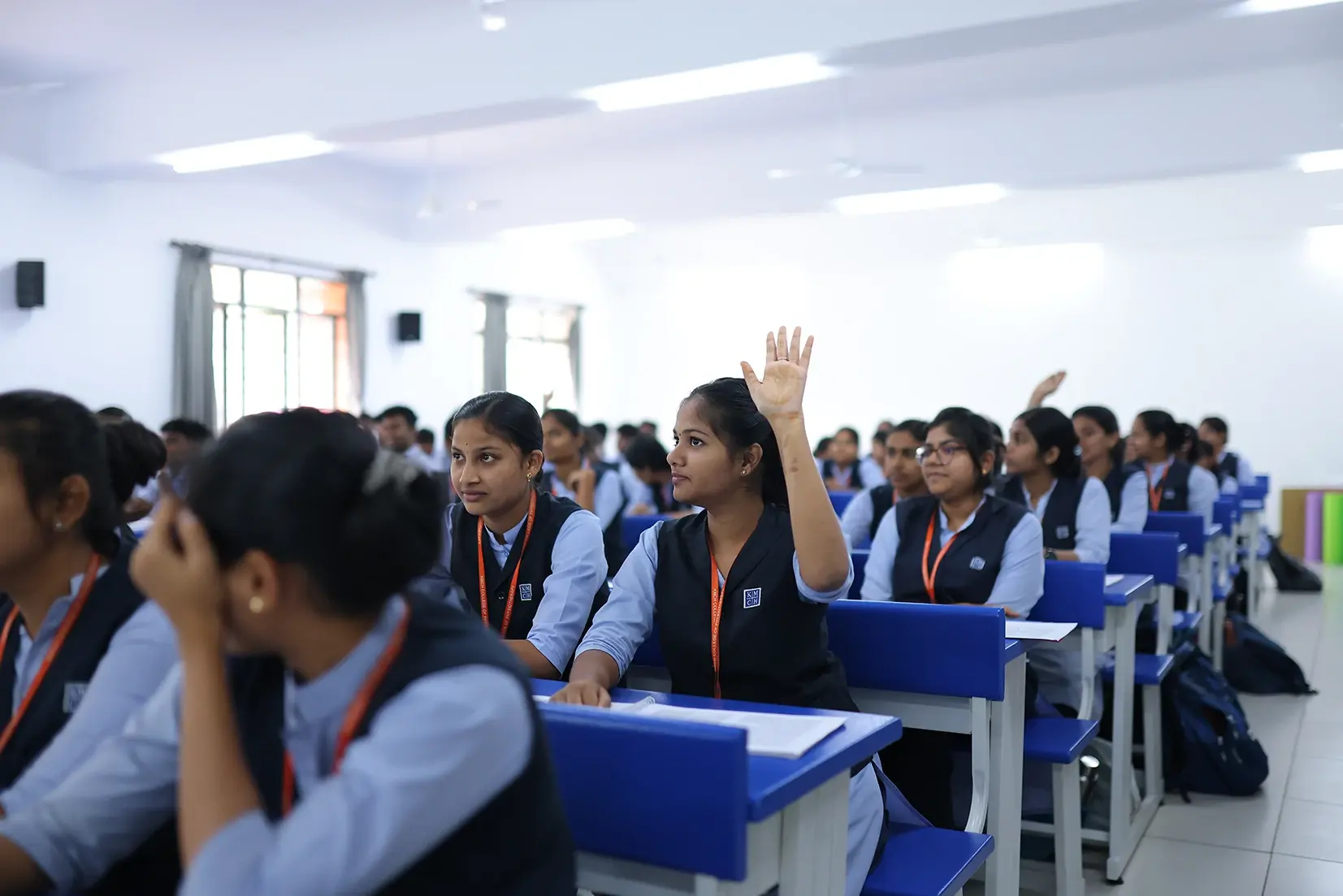 Students in a classroom lecture